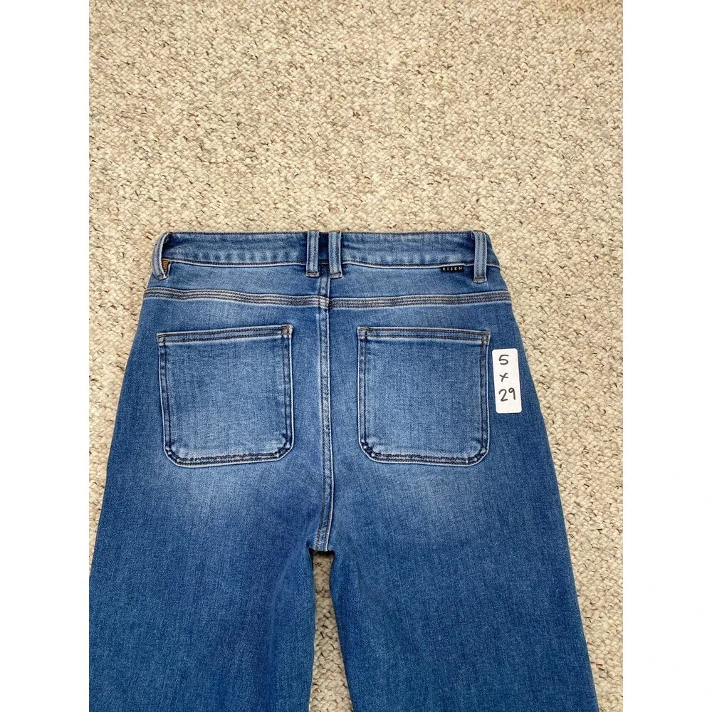 Risen High Rise Ankle Bootcut Released Raw Hem Stretch Size 5/27 Jeans - Picture 6 of 8